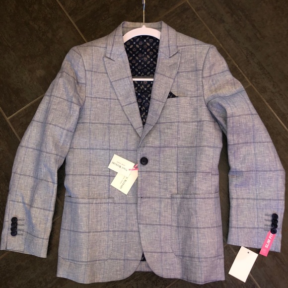 Isaac Mizrahi Other - Isaac Mizrahi Boys Linen blue check blazer  NWT